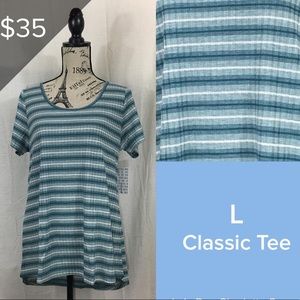 Vintage LuLaRoe Classic T L Blue White Stripes